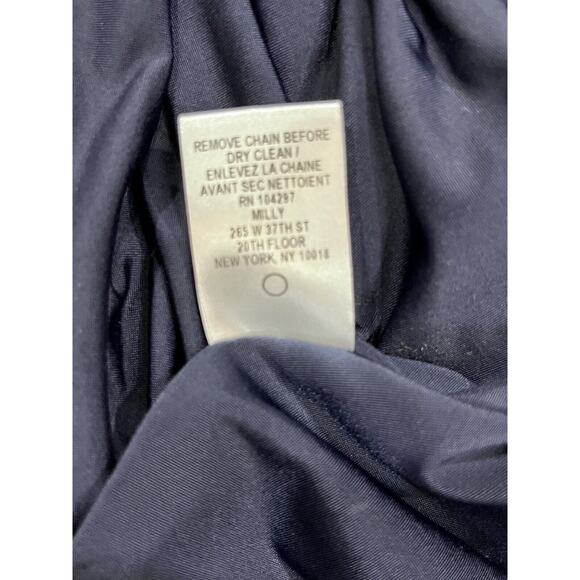 Milly Navy Gold Tone Knit Layered Chain Embellished‎ Scoop Neck Sheath Dress Lg - Picture 9 of 13